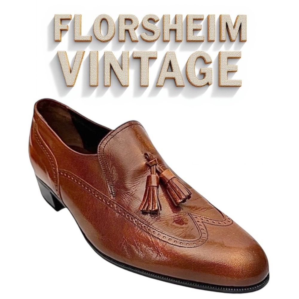 NOS Vintage Florsheim Tassel Loafers Men’s 8.5 D Brown Leather Made in USA